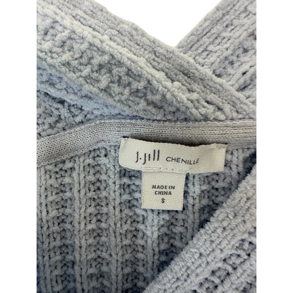 J. Jill Chenille Sweater Blue Cable‎ Knit Soft Cozy V-Neck Long Sleeve Small - Picture 2 of 13